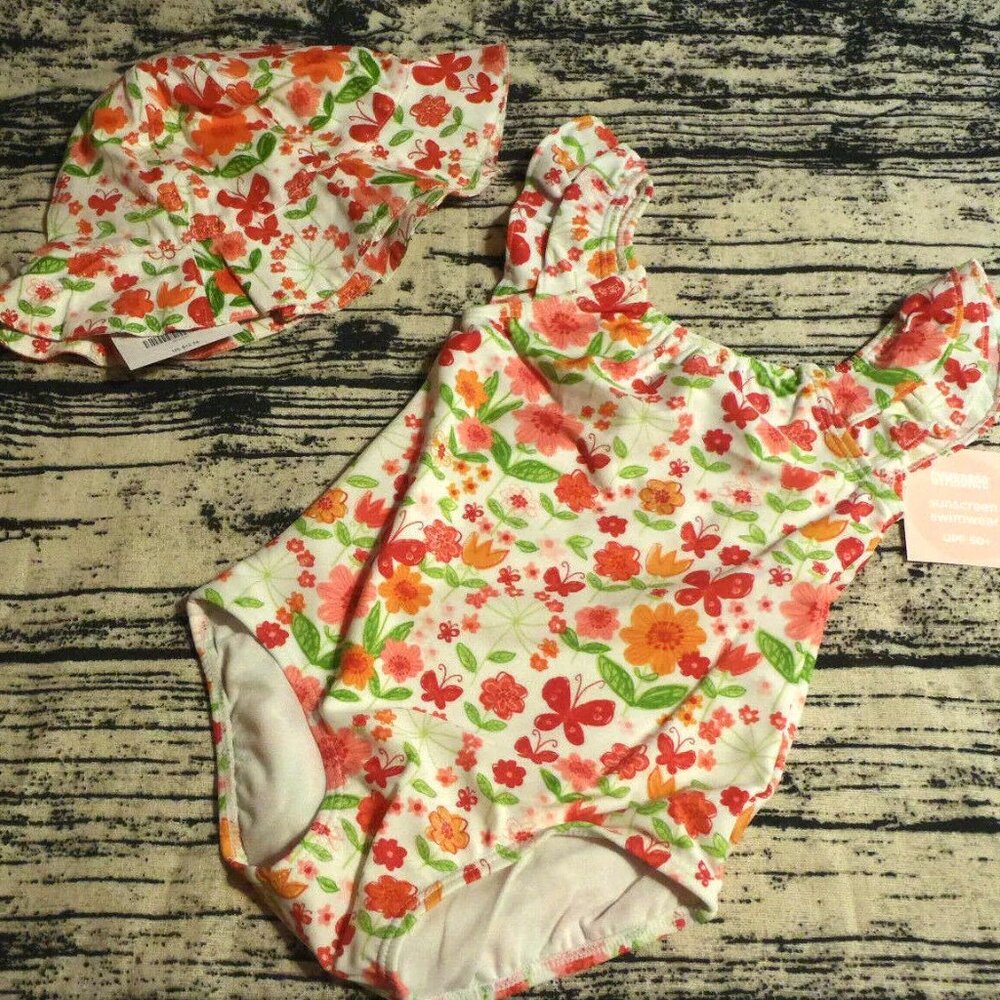 Gymboree Butterfly Spring 18-24 Month Hat Swimsuit Set NWT